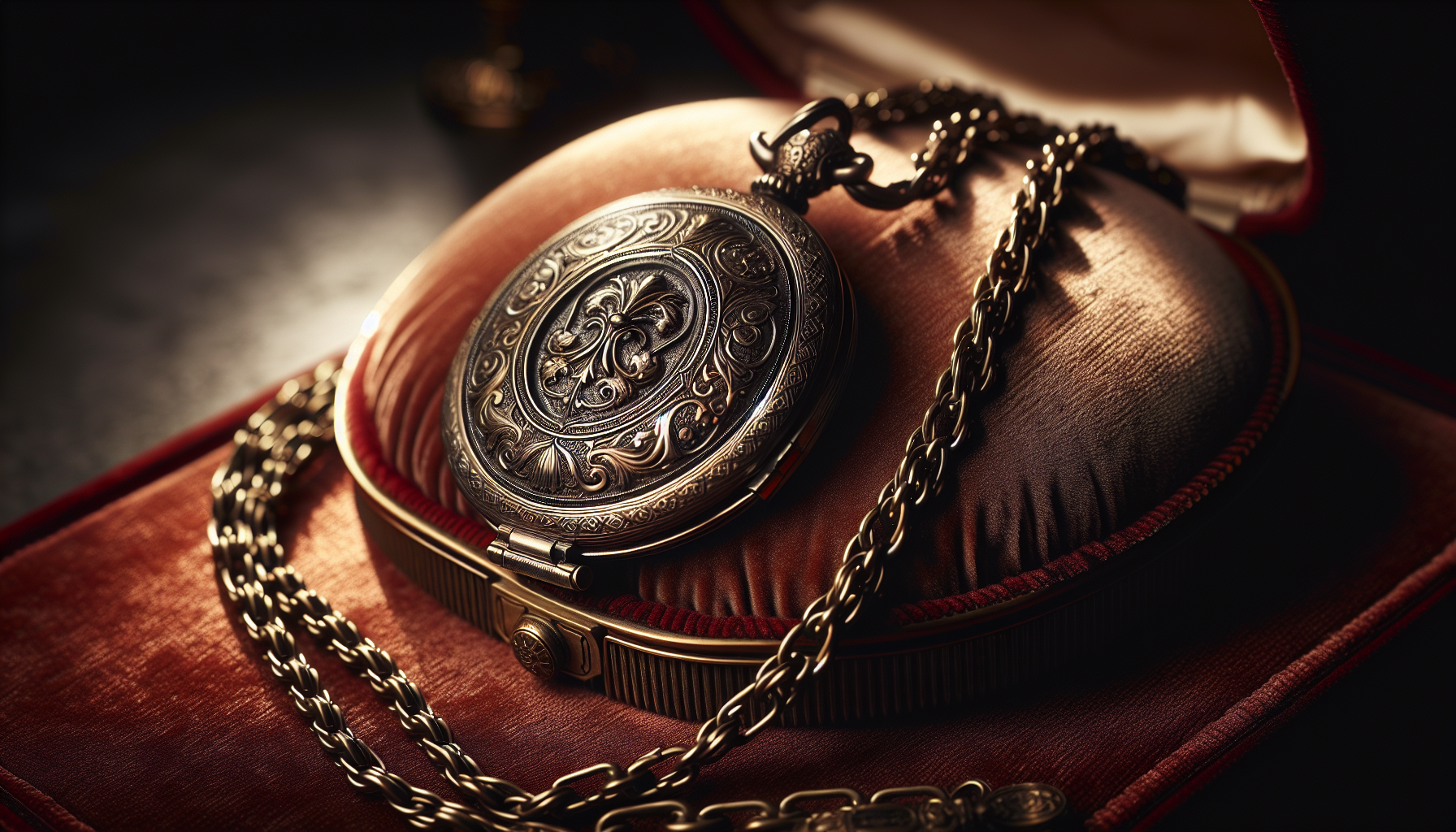 An image displaying the elegance and timeless charm of a locket necklace. The focal point of the image is a beautifully crafted antique locket with intricate details, perhaps bearing an age-old family