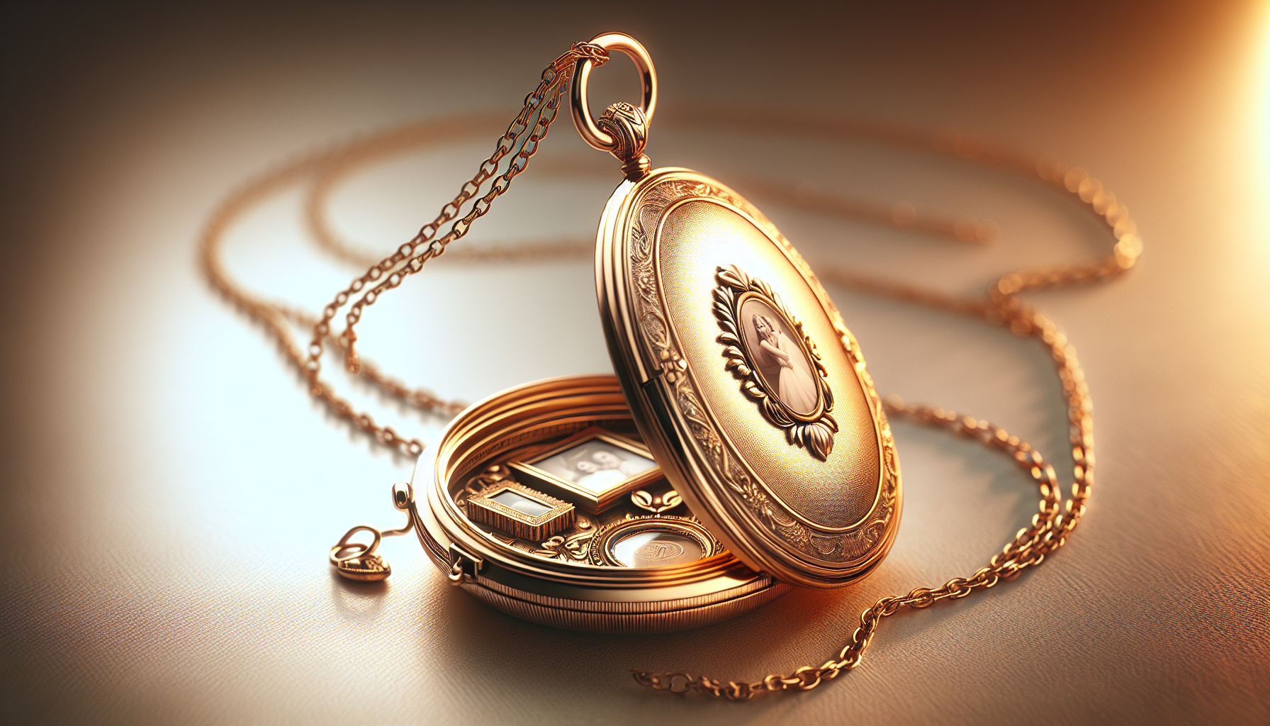 A beautiful depiction revealing the classic charm of locket necklaces. This timeless accessory, usually made of gold or silver, captures a sense of nostalgia. The locket delicately hangs on a finely c