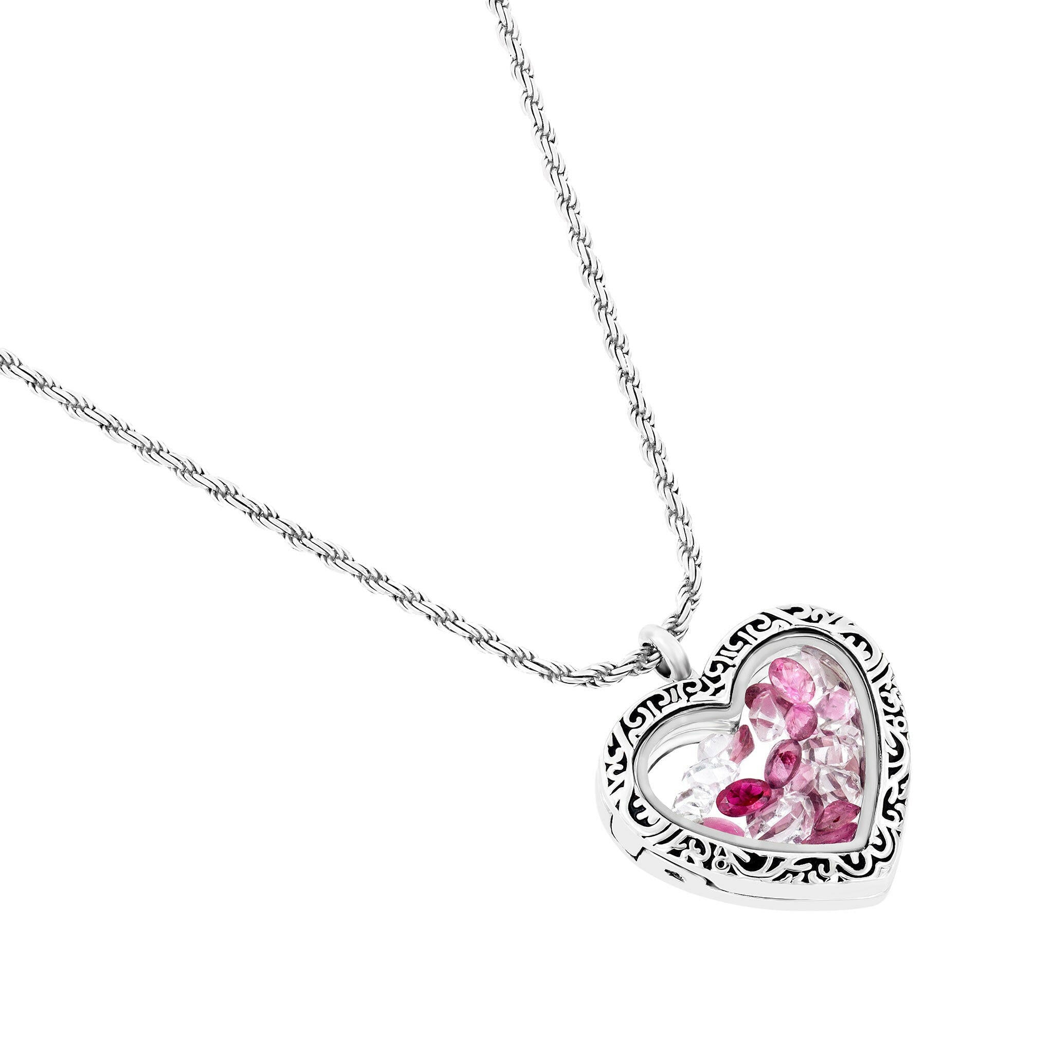 Claire's Embellished Initial Glitter Heart Locket Necklace (A) | Pink