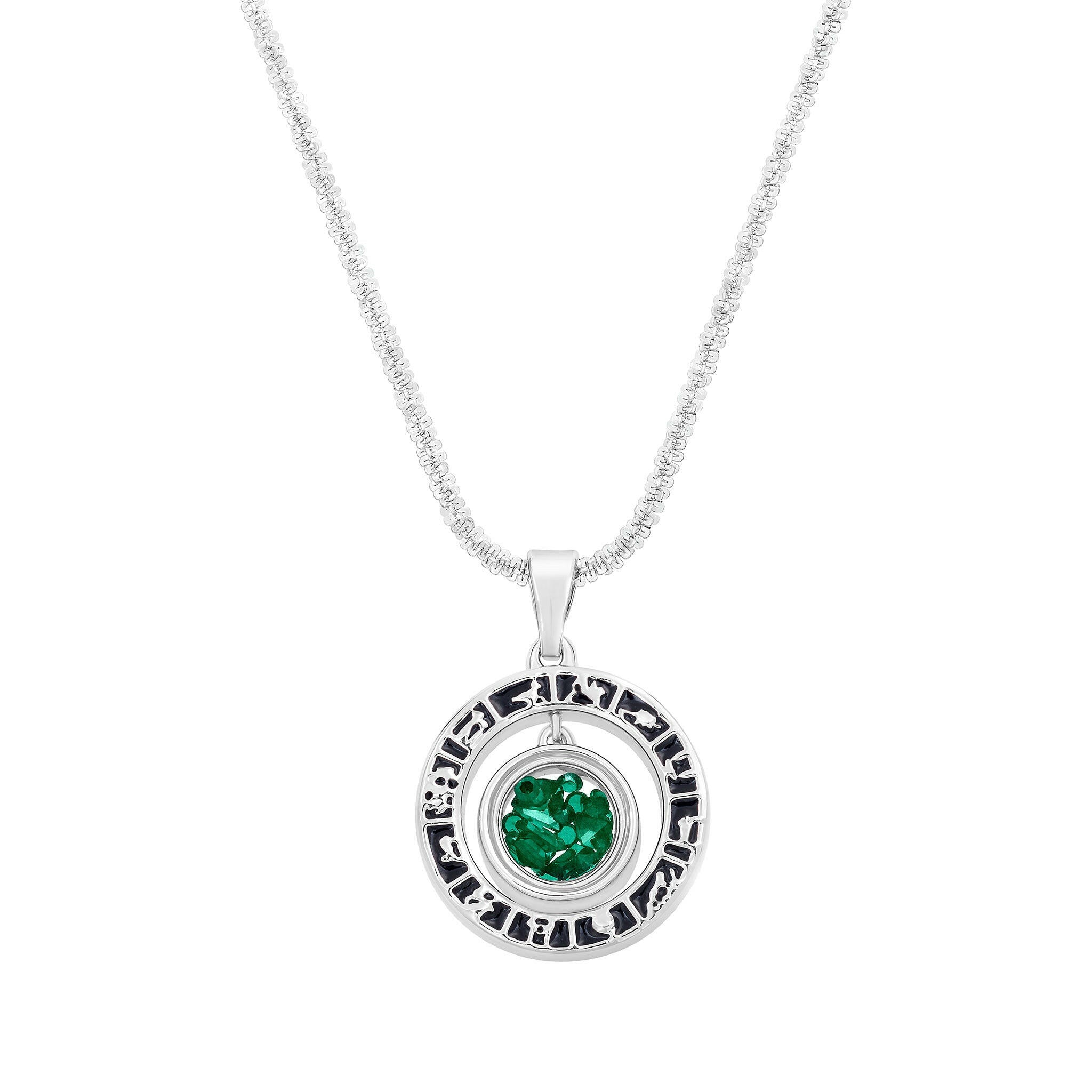 The Eileen | Green Emerald | White Gold | Astrological Pendant