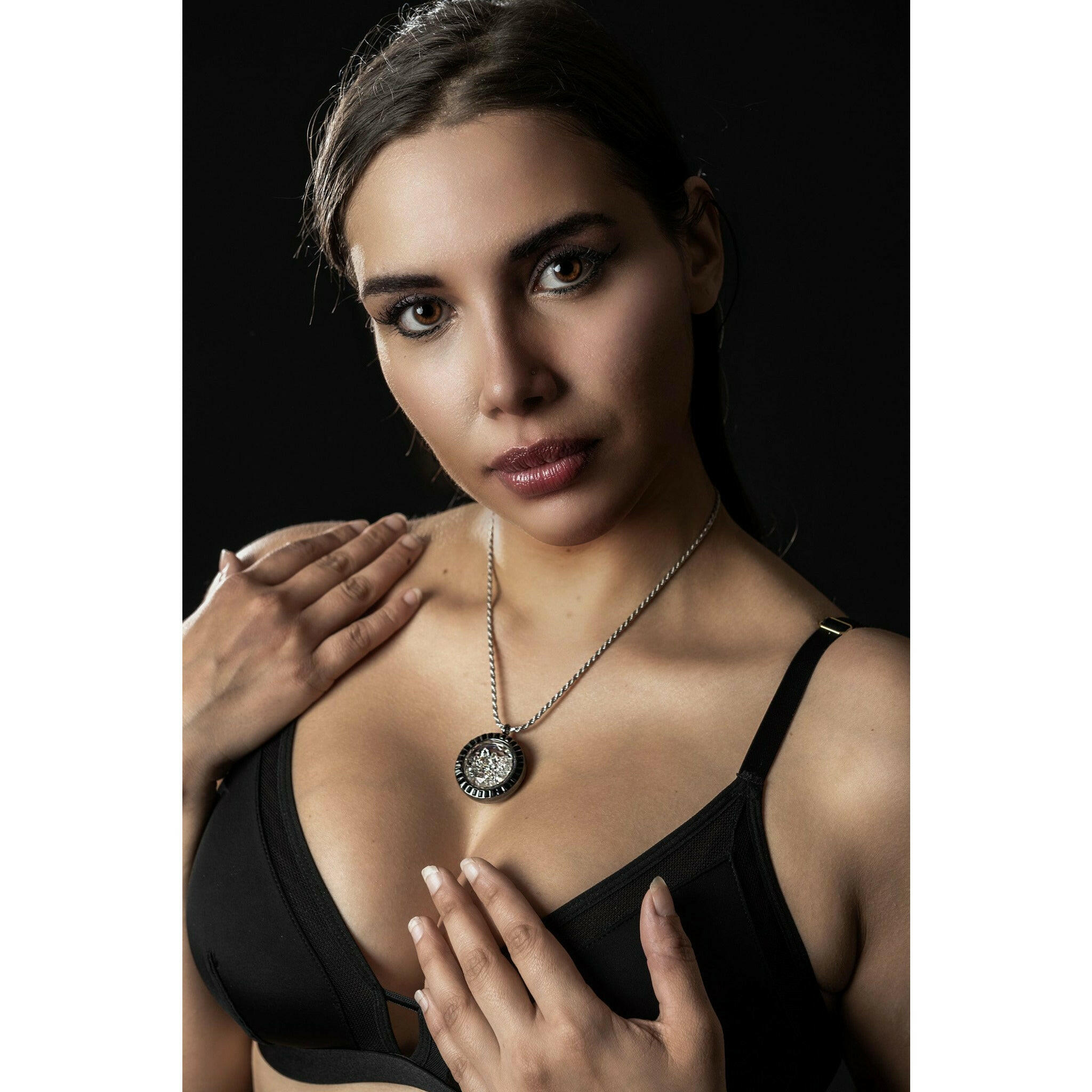 The Kingston | Herkimer Diamonds | Black Crystal Locket - Ashur Jewelry